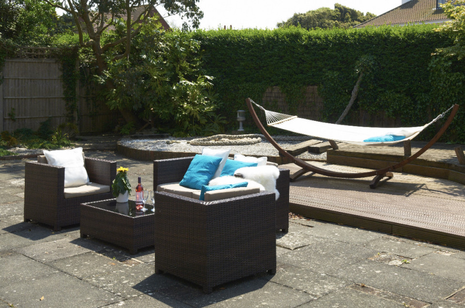 Seating and lounging area in Nautical garden